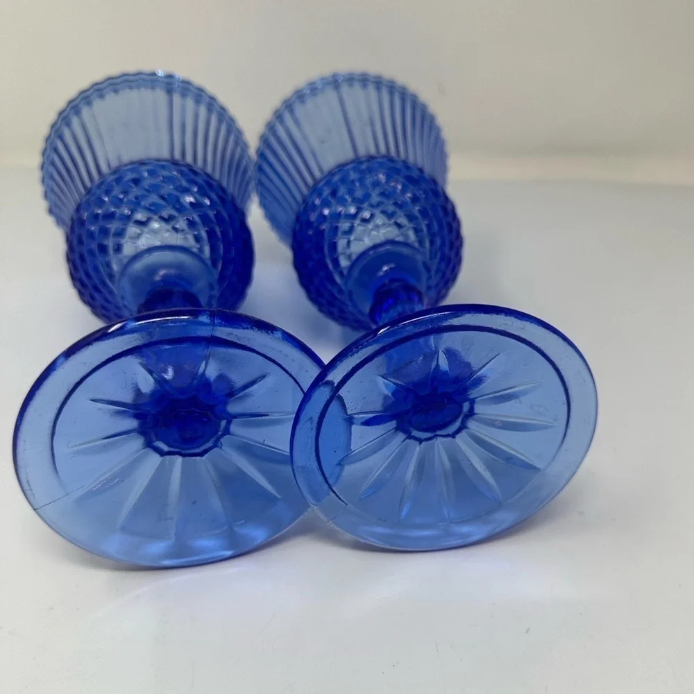 Vintage Avon Fostoria George Washington Cobalt Blue Goblets Wine Glass Cups